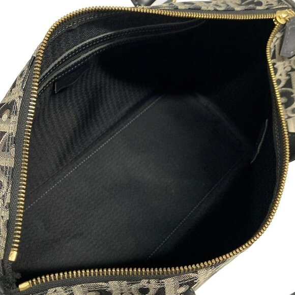 Auth DIOR/ChristianDior Trotteur Black Gray Dark Gray Jacquard Leather Handbag - Picture 6 of 16